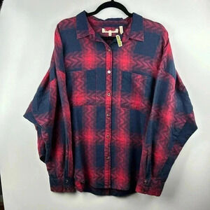 Red and blue 100% cotton BOYFRIEND shirt long sleeves 2 pockets